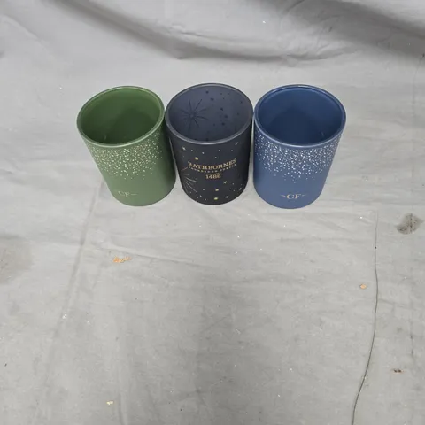 3 x CERAMIC TUMBLERS – (GREEN, NAVY & BLUE)