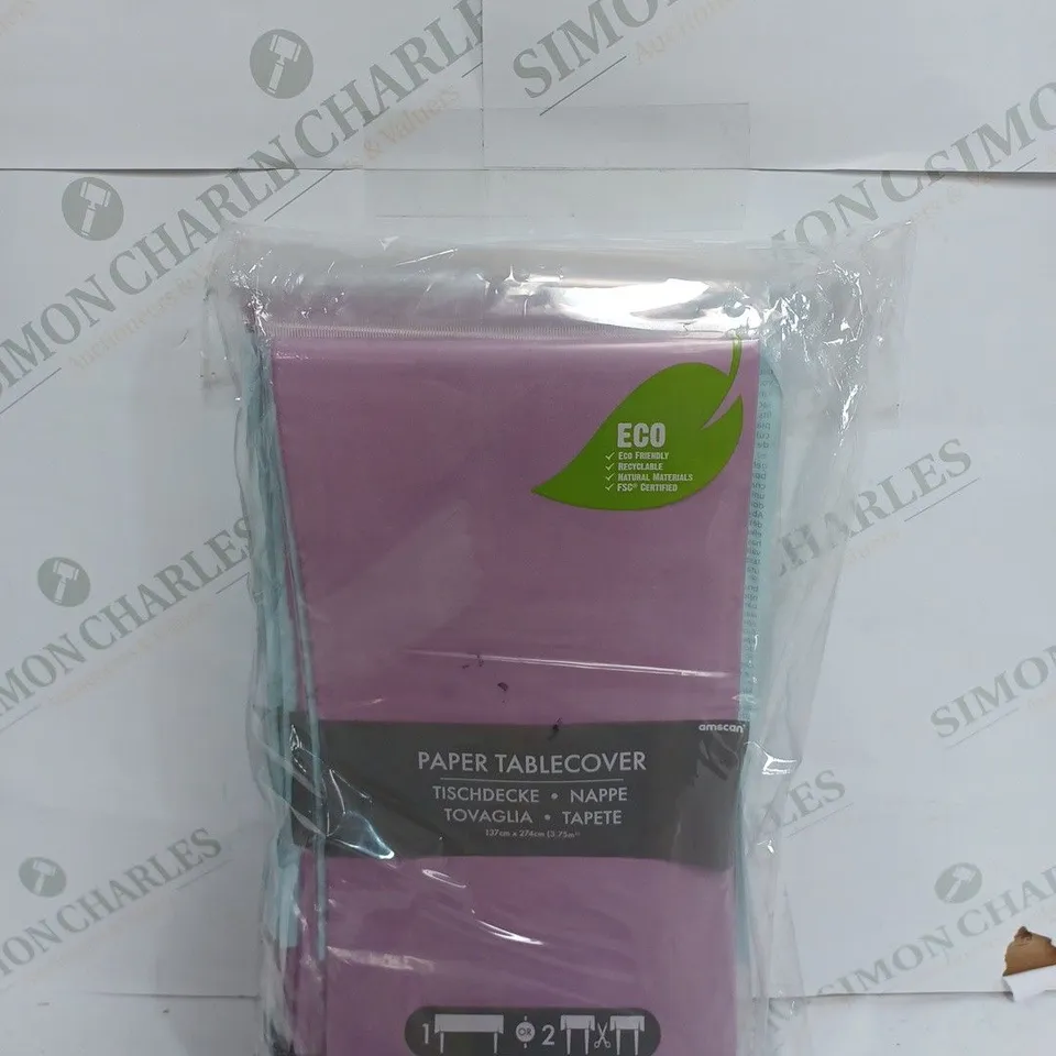 BOX OF APPROX  12 LAVENDER PAPER TABLE COVER - 2.8M X 1.4M
