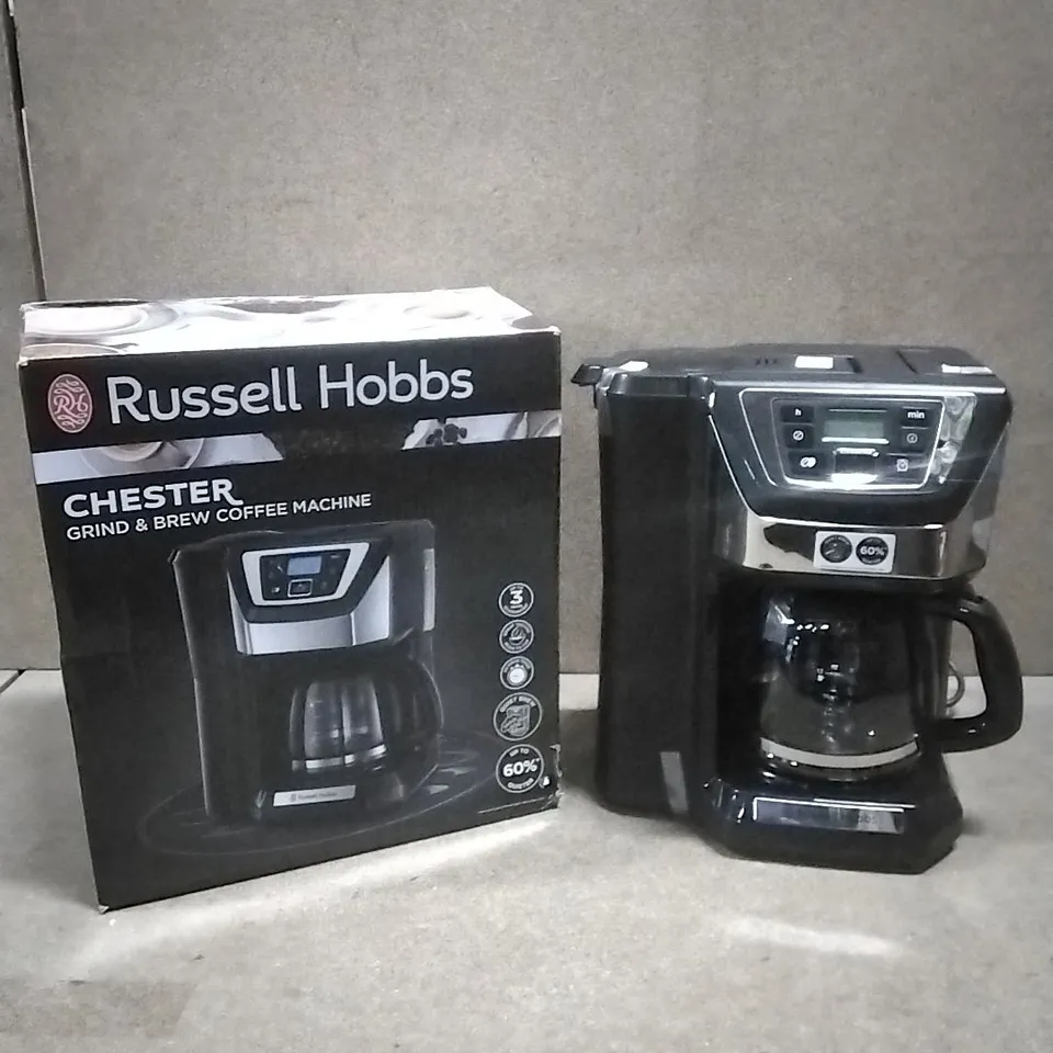 BOXED RUSSELL HOBBS CHESTER GRIND & BREW COFFEE MACHINE