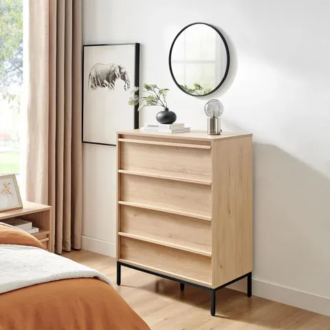 BRAND NEW BOXED SVIT OAK EFFECT 4 DRAWER TALL CHEST OF DRAWERS (1 BOX)