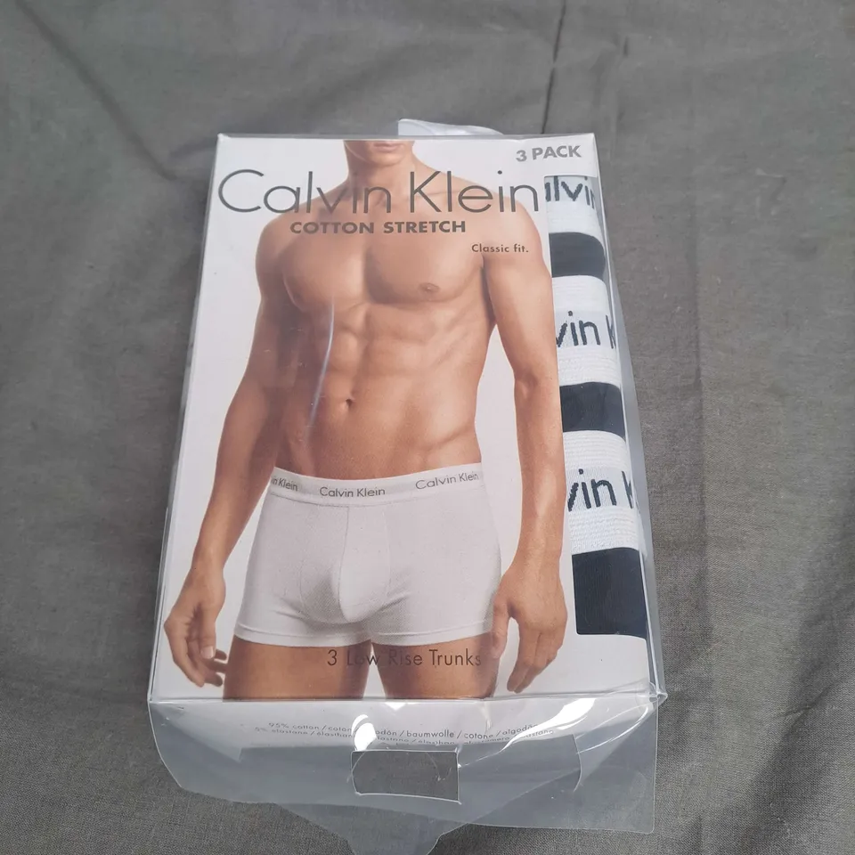 BOXED CALVIN KLEIN 3PACK LOW TRUNKS IN BLACK SIZE L