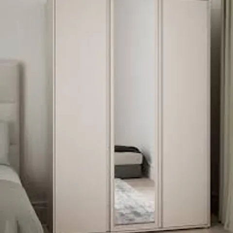 BOXED LISSON 3 DOOR MIRRORED WARDROBE - OATMEAL (5 BOXES)
