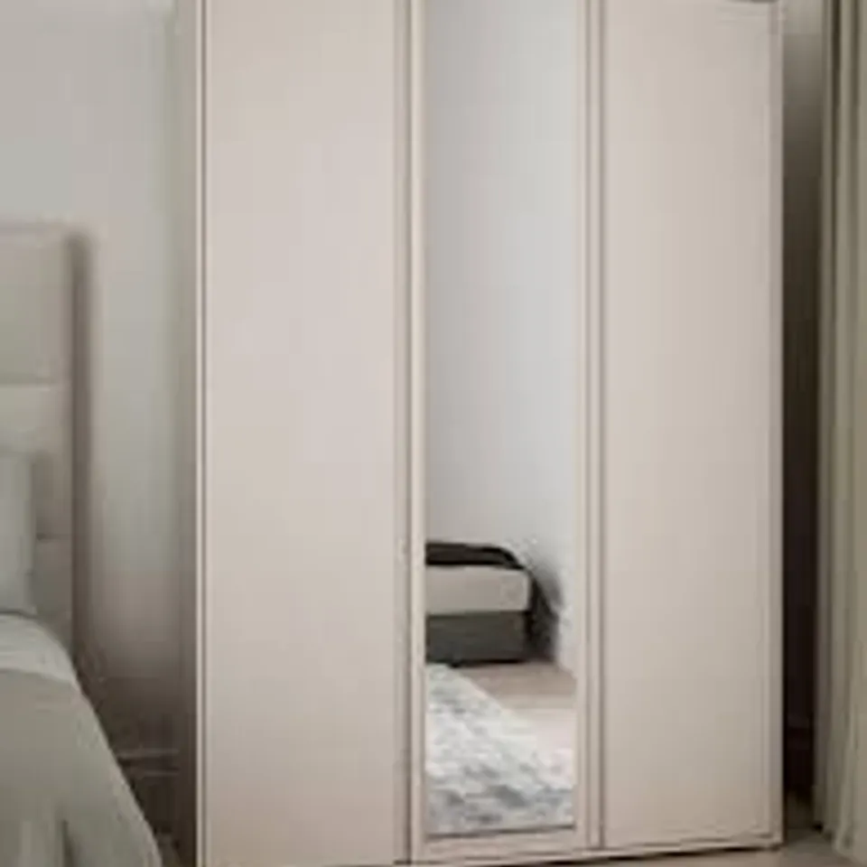 BOXED LISSON 3 DOOR MIRRORED WARDROBE - OATMEAL (5 BOXES) RRP £299