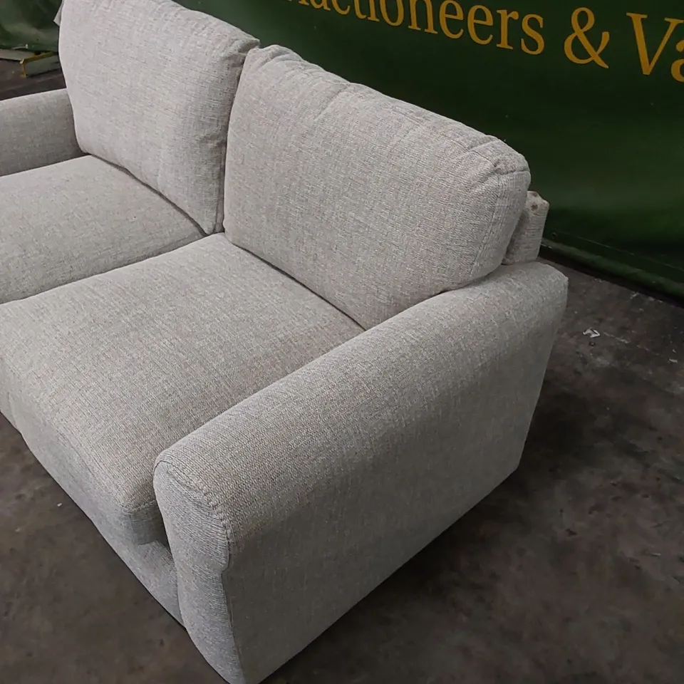 DESIGNER BAILEY 3 SEATER SOFA UPHOLSTERED IN STONE COLOUR FABRIC