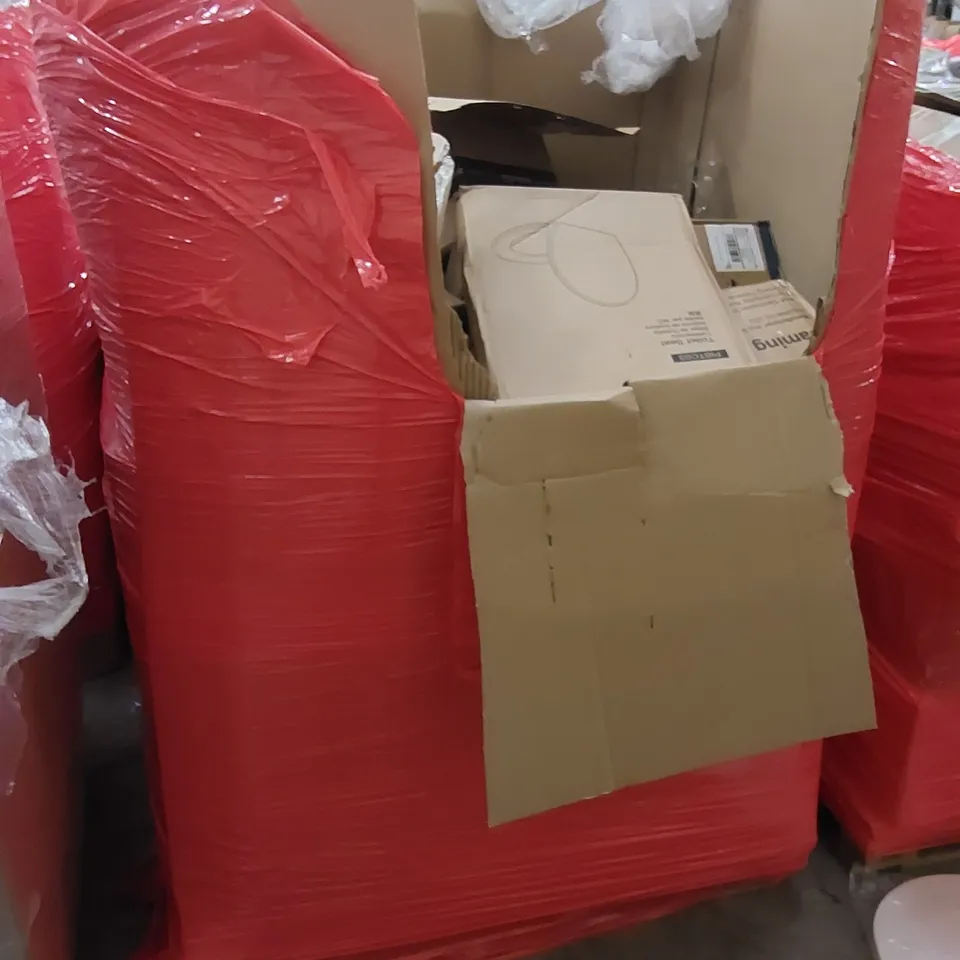 PALLET CONTAINING ASSORTED HOUSEHOLD PRODUCTS. INCLUDES SCOOTER, FOLDABLE CART, TOILET SEAT, AIR COOLER, AIR MATTRESS ETC 