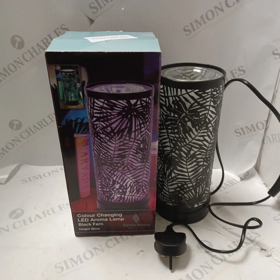 BOXED COLOUR CHANGING LED AROMA LAMP BLACK FERN - 26CM