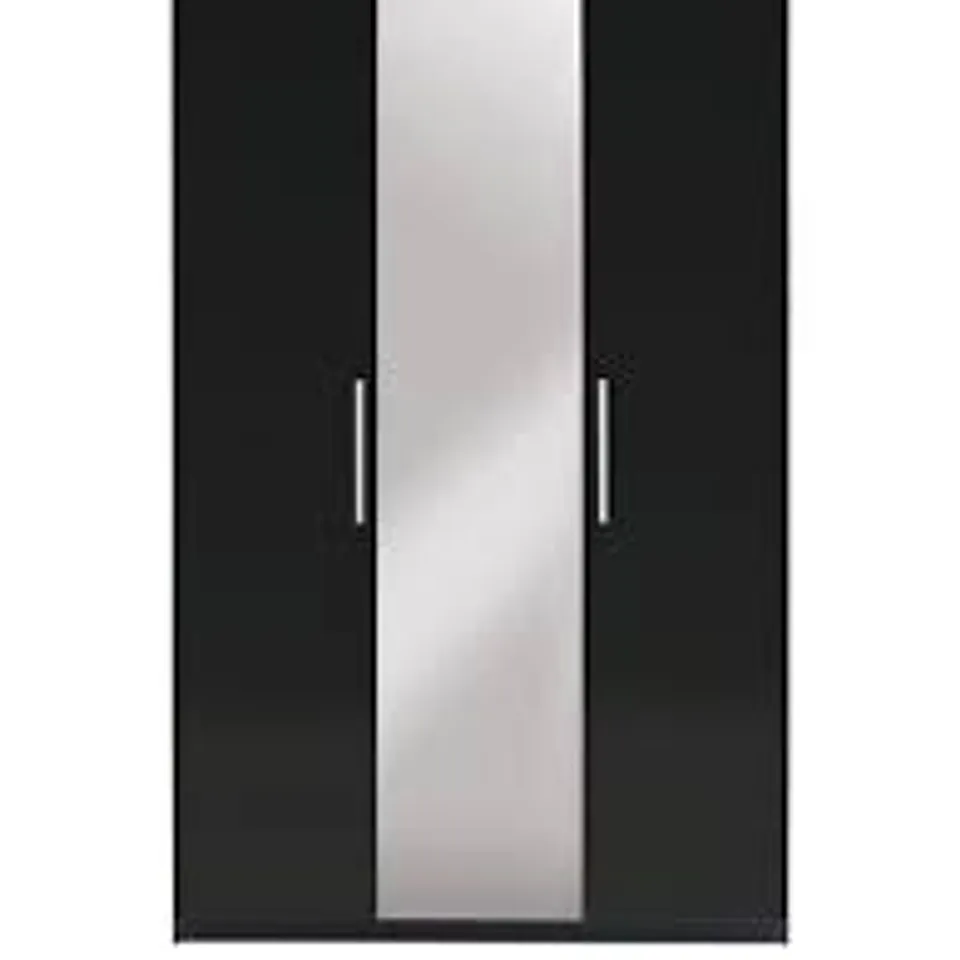 BOXED PRAGUE BLACK ASH 3-DOOR WARDROBE WITH MIRRORS (3 BOXES)