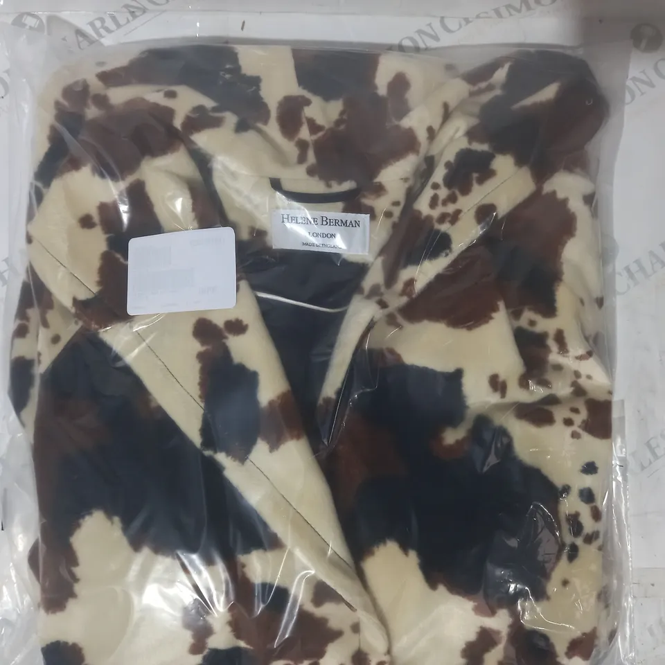 BOXED HELENE BERMAN LONDON FAUX FUR COAT IN ANIMAL PRINT SIZE 12