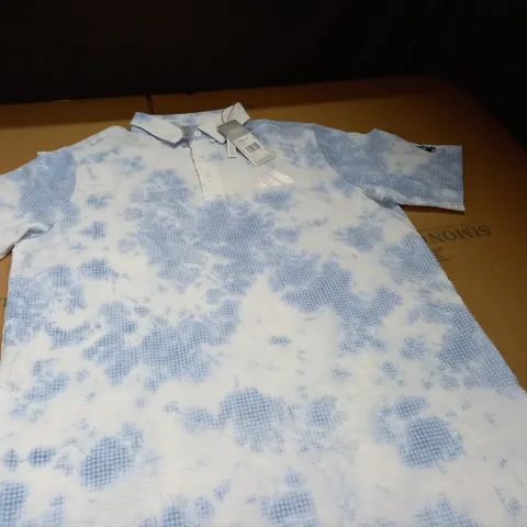ADIDAS TEXTURED PG SPRAY BLUE POLO SHIRT - UK M