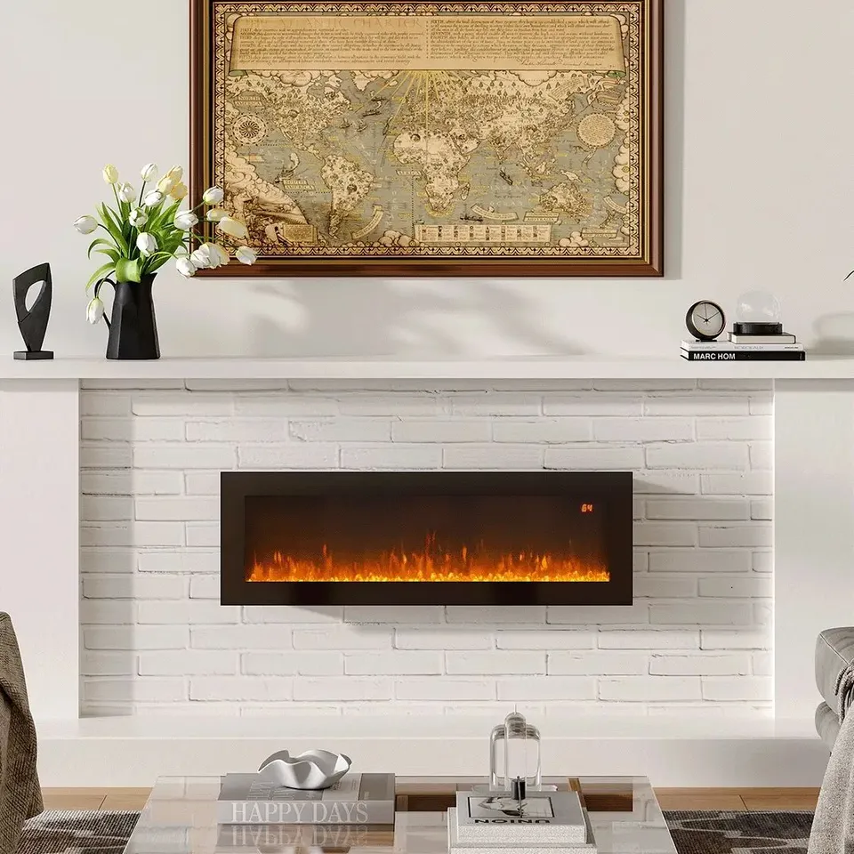 BOXED 40" LED FLAME WALL-MOUNTED ELECTRIC FIREPLACE WITH REMOTE - BLACK (1 BOX)