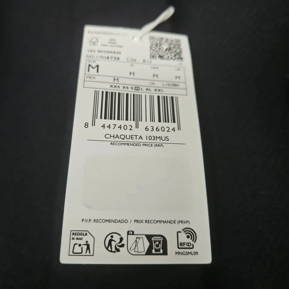 MNG NAVY WOOL-BLEND COAT WITH CREAM SHEARLING COLLAR – WOMEN'S SIZE MEDIUM