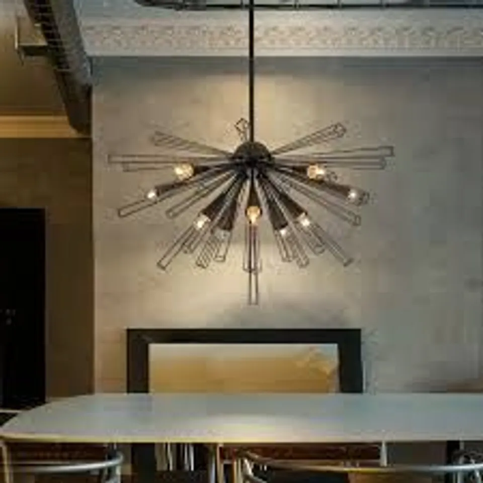 BOXED AKZEL 10-LIGHT SPUTNIK GEOMETRIC SUNBURST PENDANT