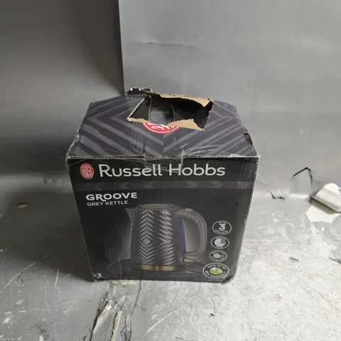BOXED RUSSELL HOBBS GROOVE GREY KETTLE