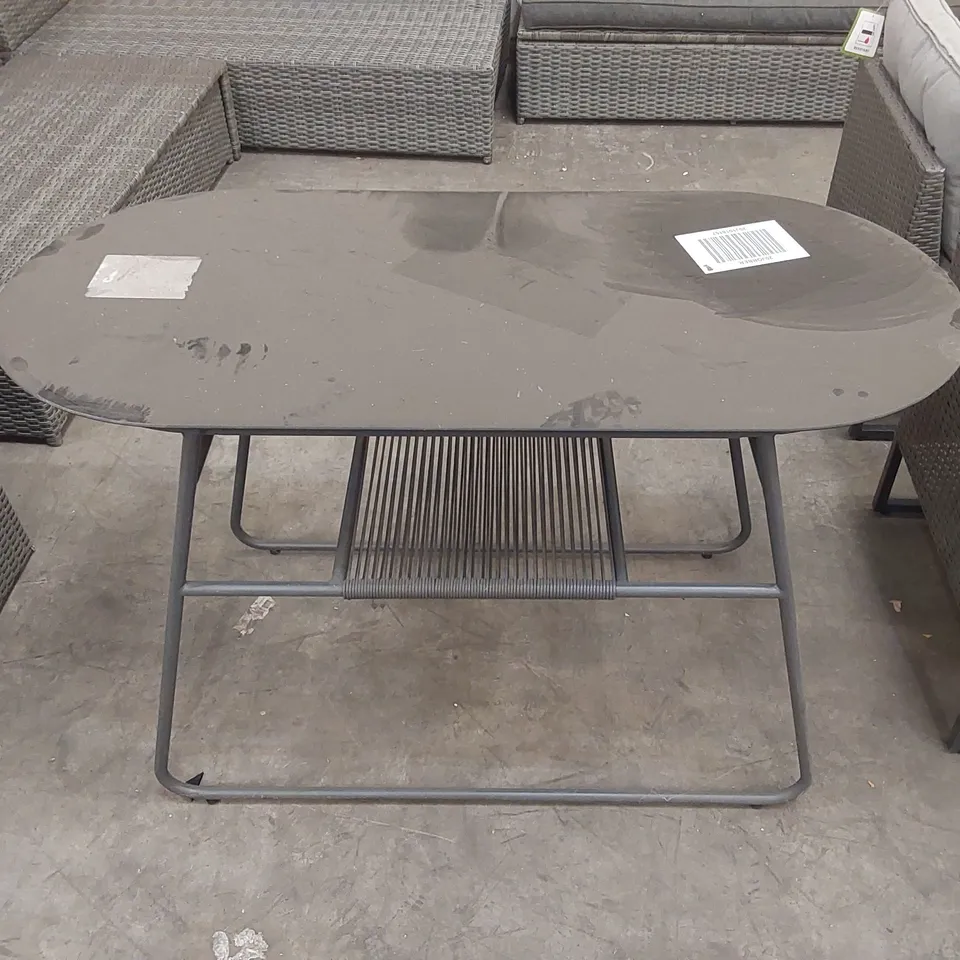 OUTDOOR GARDEN GLASS TOPPED DINING TABLE 