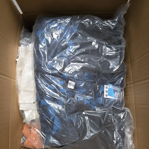 LARGE BOX OF ASSORTED CLOTHING ITEMS IN VARIOUS SIZES, STYLES AND COLOUR 