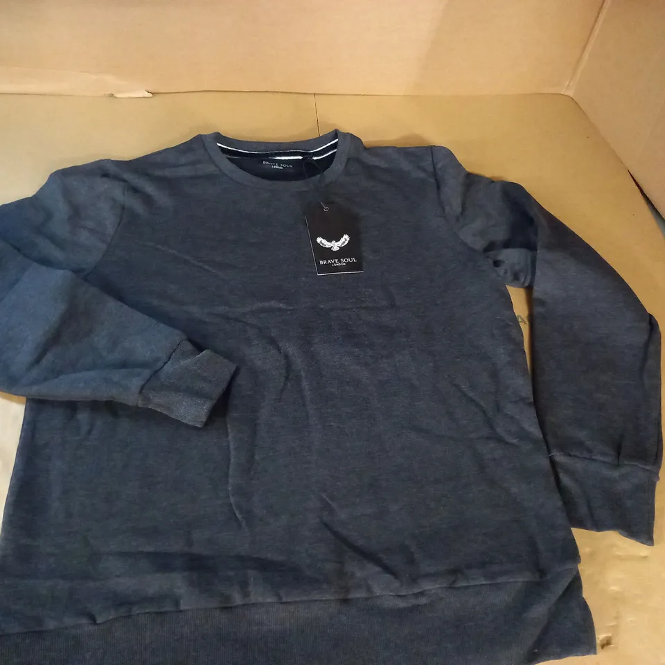 BRAVE SOUL GREY CREW JUMPER - XL