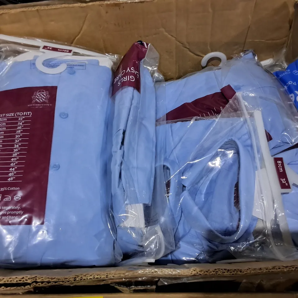 LOT OF APPROXIMATELY 35 ASSORTED 2-PACKS OF BLUE SCHOOL SHIRTS IN VARIOUS SIZES