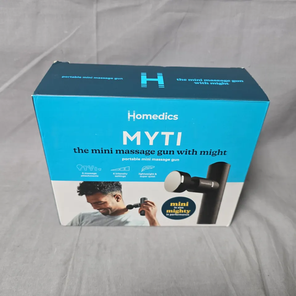 HOMEDICS MYTI MINI MASSAGE GUN – PORTABLE HANDHELD MASSAGER (BOXED)