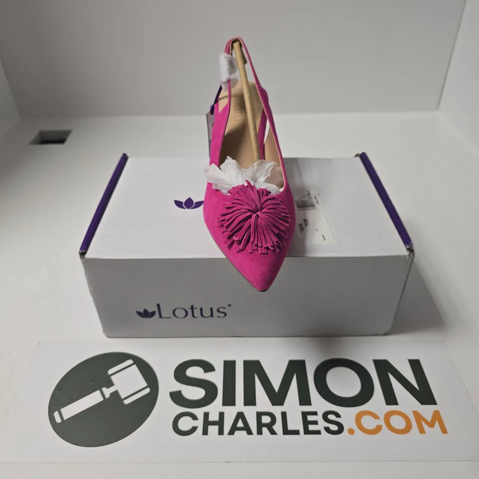 BOXED PAIR OF LOTUS CATERINA HEELS IN PINK SUEDE - UK 5