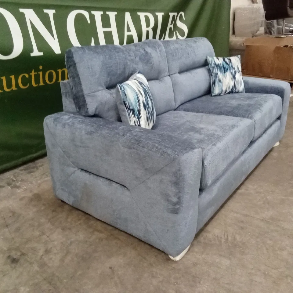 MELROSE FABRIC 3 SEATER SOFA - BLUE RRP £1349