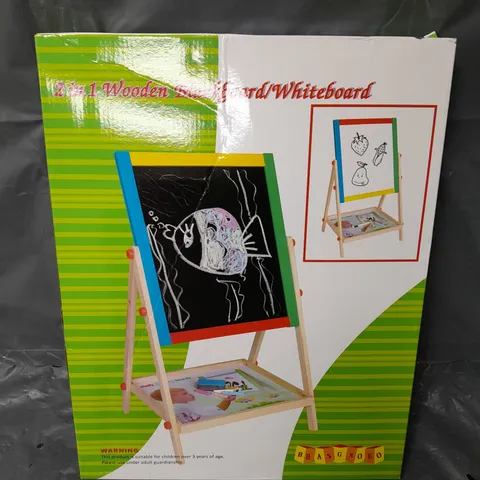 BOXED 2IN1 WOODEN BLACKBOARD/WHITEBOARD