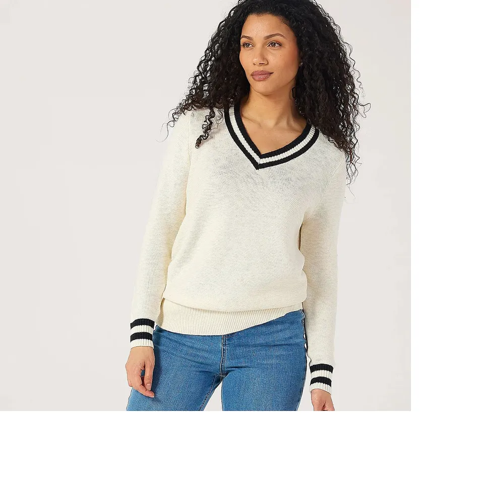 RUTH LANGSFORD SUMMER SLUB CRICKET JUMPER ECRU SMALL