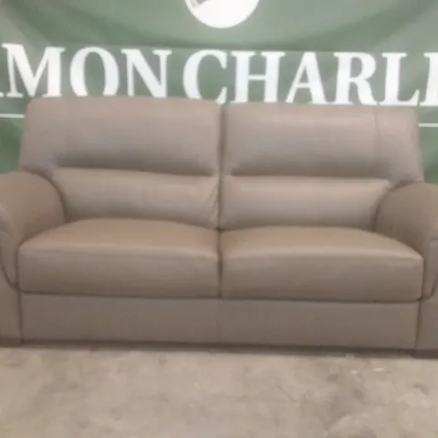 DESIGNER ITALIAN MADE VIRGILIO MUD LEATHER  3 SEATER SOFA