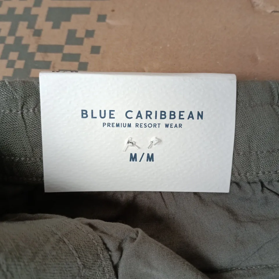 BLUE CARIBBEAN PREMIUM RESORT WEAR MEN'S LINEN DRAWSTRING TROUSERS – GREY, SIZE M/M