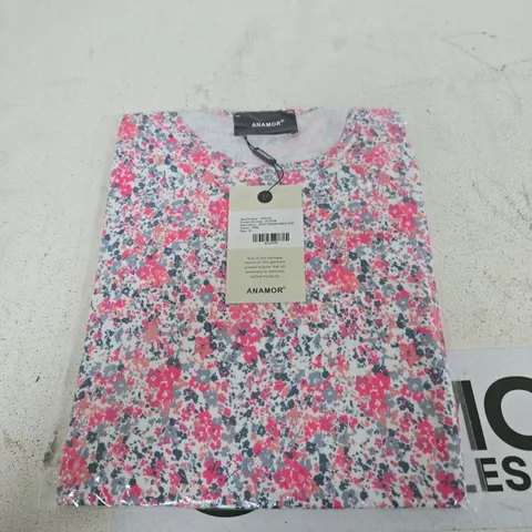 ANAMOR DITSY ROUND NECK TOP – PINK, SIZE M