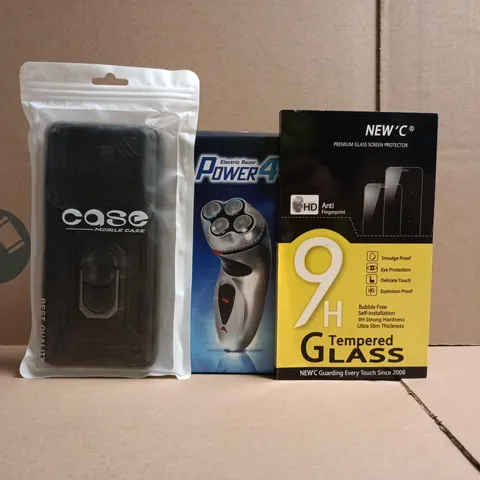 APPROXIMATELY 8 ASSORTED HOUSEHOLD ITEMS TO INCLUDE ELECTRIC RAZOR, SCREEN PROTECTOR, ETC