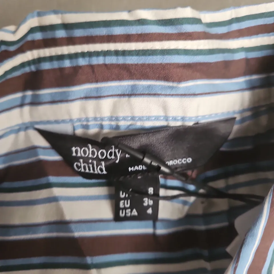 NOBODY'S CHILD STRIPE SHIRT – BLUE, UK 8 (EU 36, USA 4)
