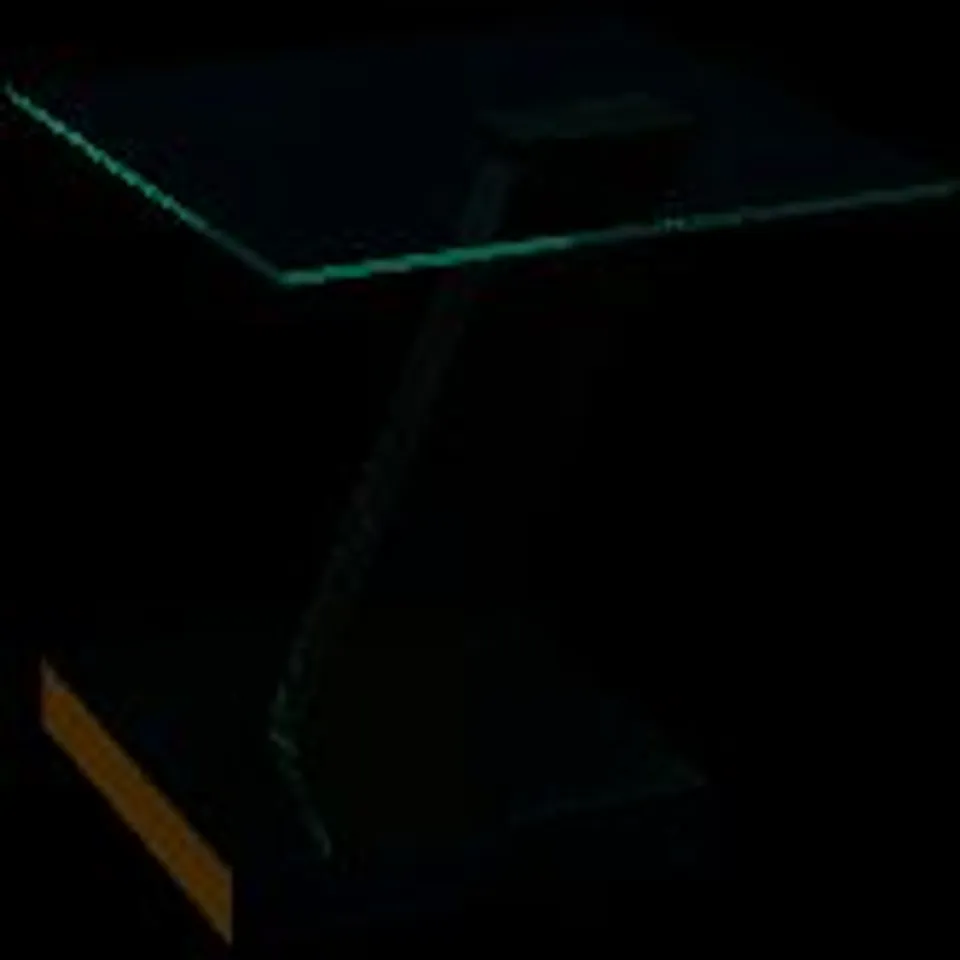 BOXED DESIGNER MAGIC WINGS LAMP TABLE, STAINLESS STEEL FRAME GLASS TOP