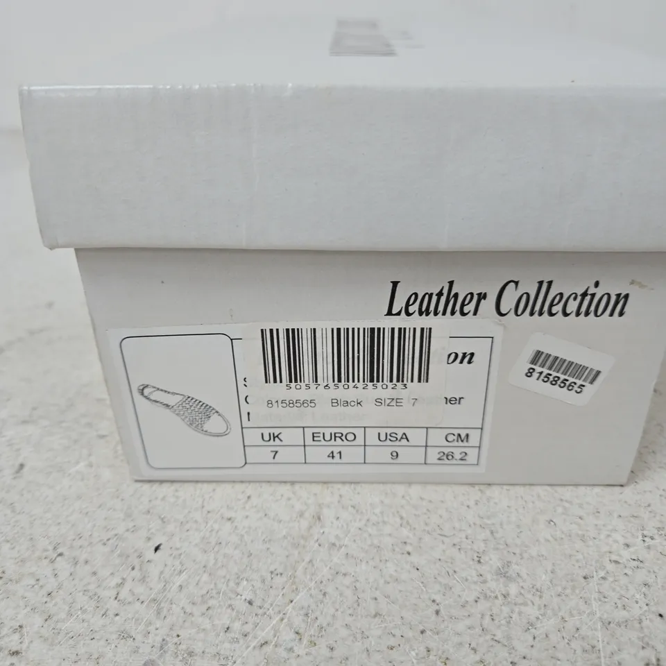 LEATHER COLLECTION SANDALS – BLACK WOVEN LEATHER, UK 7