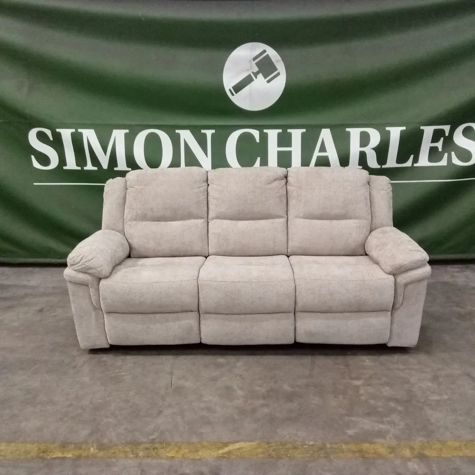 ALBION CHUNKY WEAVE 3 SEATER HIGH BACK MANUAL RECLINER SOFA - NATURAL RRP £679