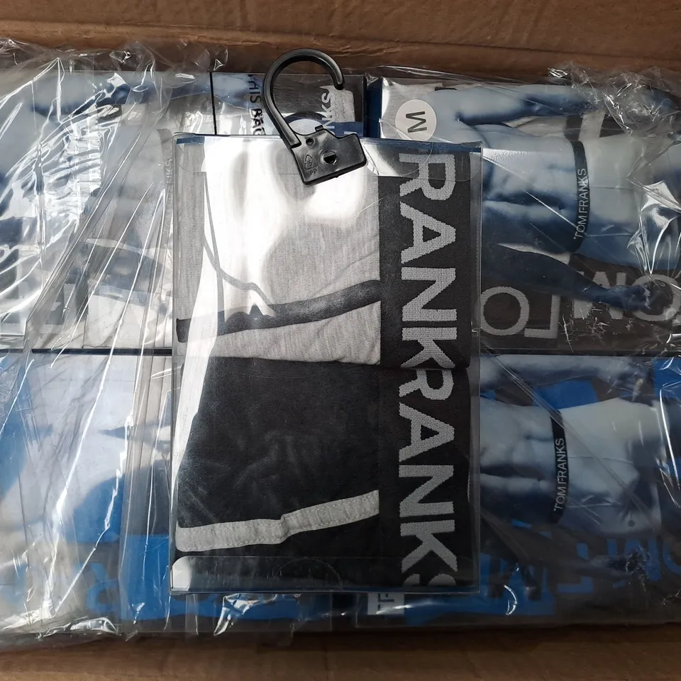 BOX OF APPROX 20 ASSORTED TOM FRANK BOXER SHORTS SIZES VARY 