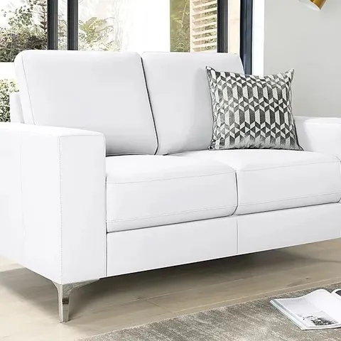 BOXED BALTIMORE TWO SEATER SOFA WHITE LEATHER