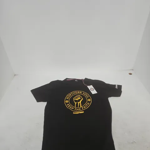 LAMBRETTA BLACK T-SHIRT – NORTHERN SOUL KEEP THE FAITH LOGO, UK LARGE