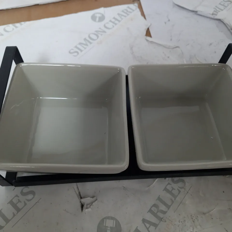 GREY BOWL SET OF 2 WITH TRAY