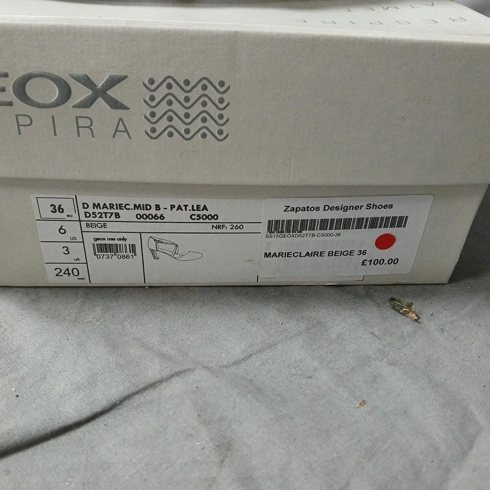 GEOX MARIE CLAIRE BEIGE PATENT SANDALS – UK 3 (EU 36)