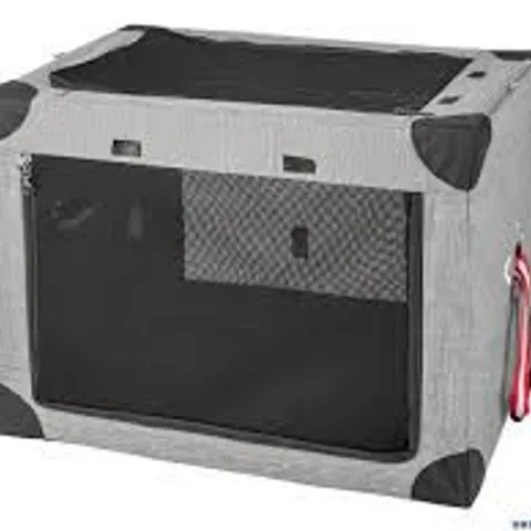 BOXED 3-DOOR FOLDING DOG SOFT KENNEL WITH REMOVABLE PAD AND METAL FRAME - MEDIUM 