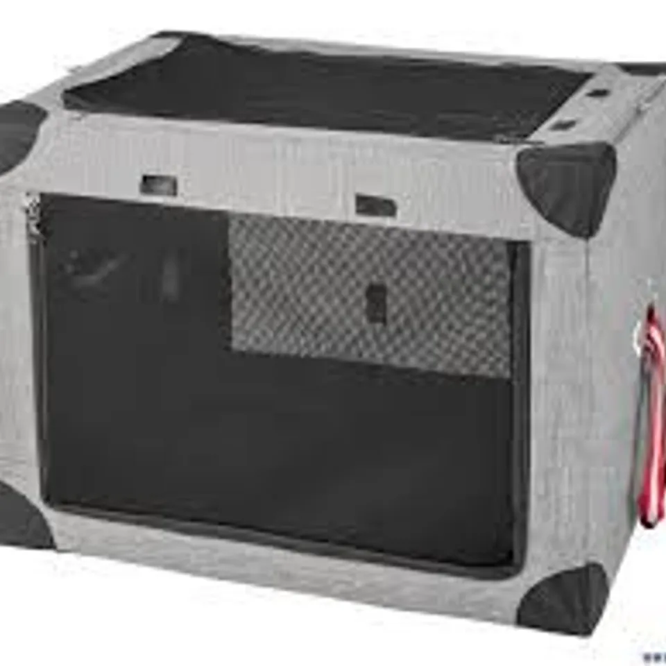 BOXED 3-DOOR FOLDING DOG SOFT KENNEL WITH REMOVABLE PAD AND METAL FRAME - MEDIUM 