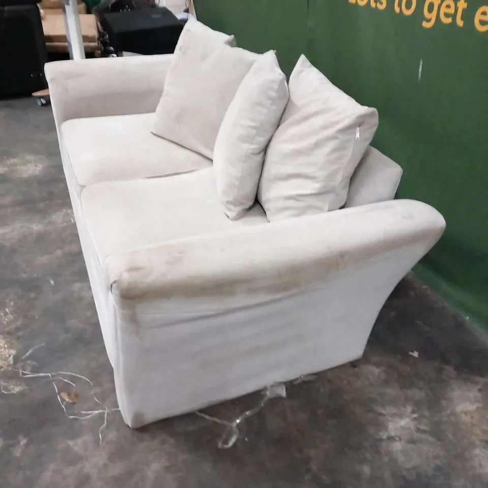 DESIGNER BEIGE FABRIC THREE SEATER SOFA