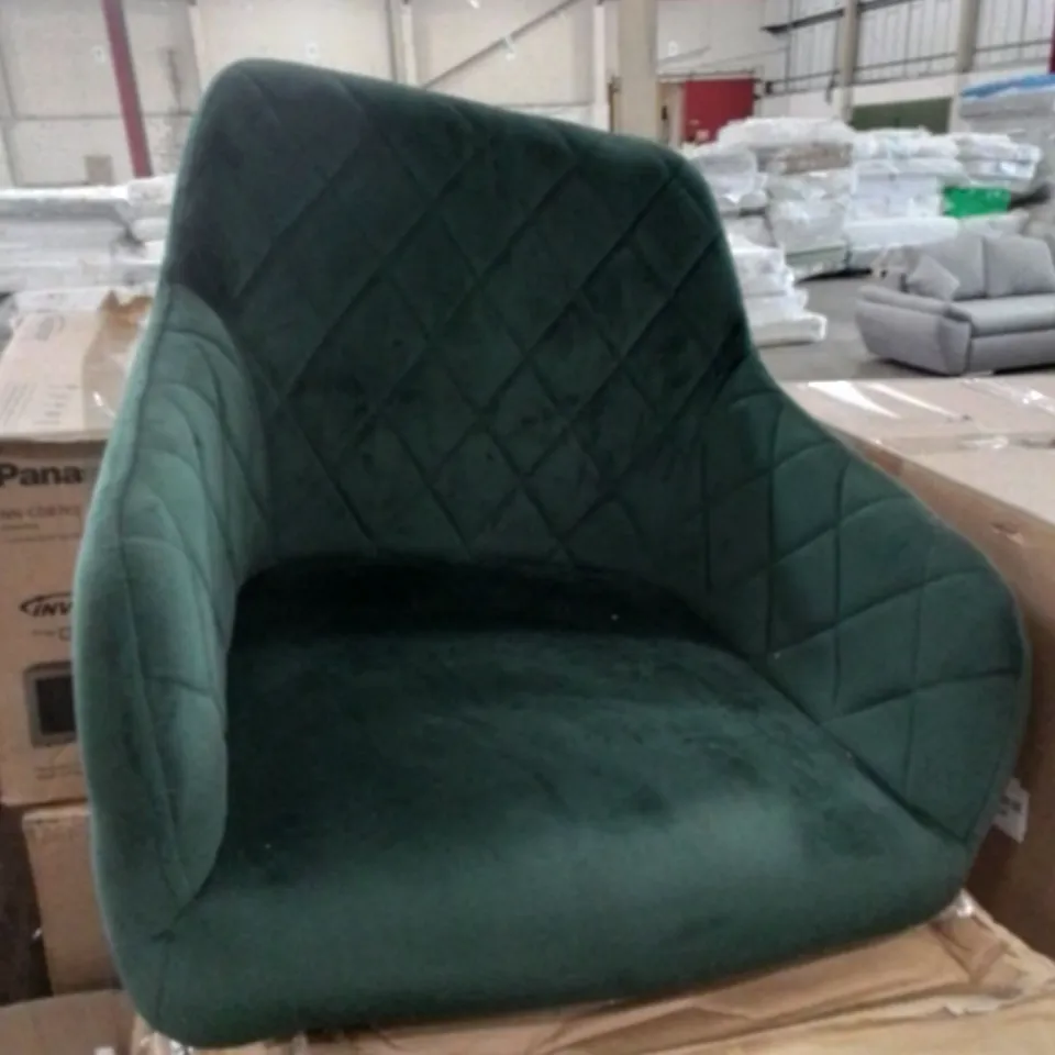 BOXED SET OF TWO GREEN VELVET CHAIRS