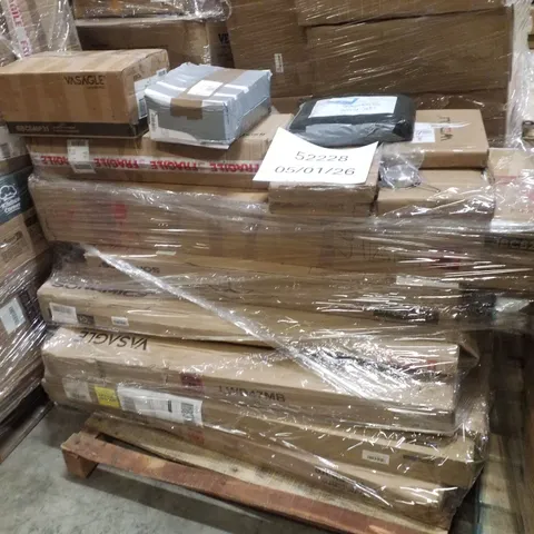 PALLET CONTAINING ASSORTED PRODUCTS INCLUDING BATHROOM CABINET, WALL SHELF & PATIO UMBRELLA