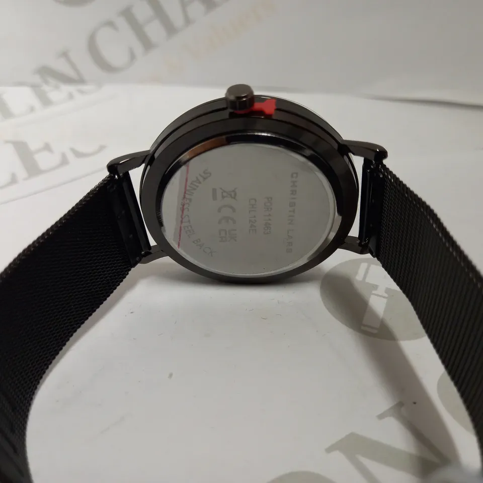 CHRISTIAN LARS STAINLESS STEEL BLACK WATCH