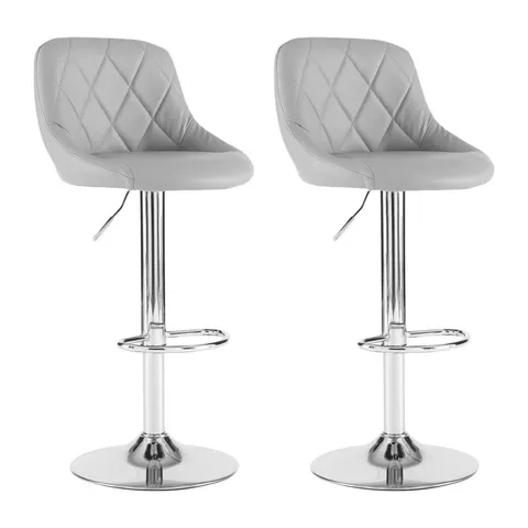 BOXED SET OF 2 NEO MADRID FAUX LEATHER SWIVEL BAR STOOLS - GREY (1 BOX)