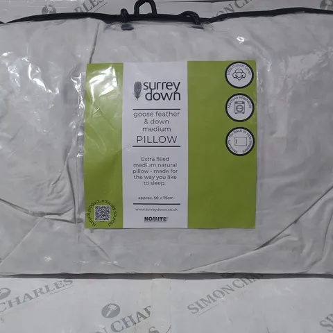 SURREY DOWN GOOSE FEATHER & DOWN PILLOW - MEDIUM