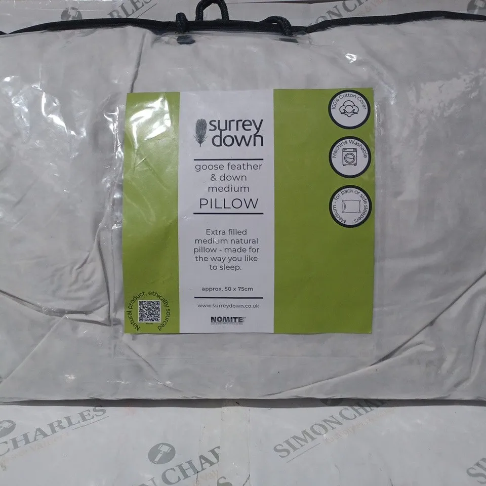 SURREY DOWN GOOSE FEATHER & DOWN PILLOW - MEDIUM