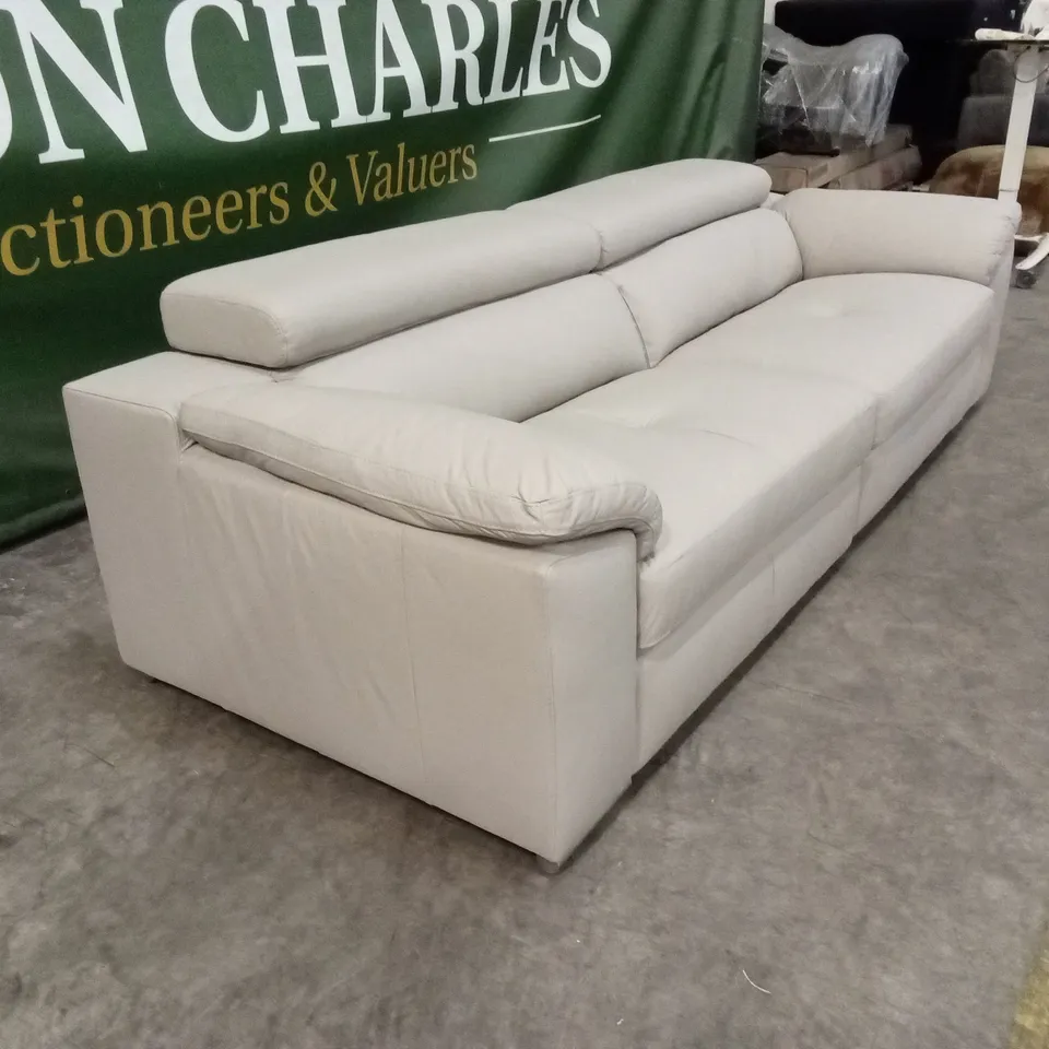BRADY ITALIAN LEATHER 4 SEATER SOFA - NATURAL RRP £1249