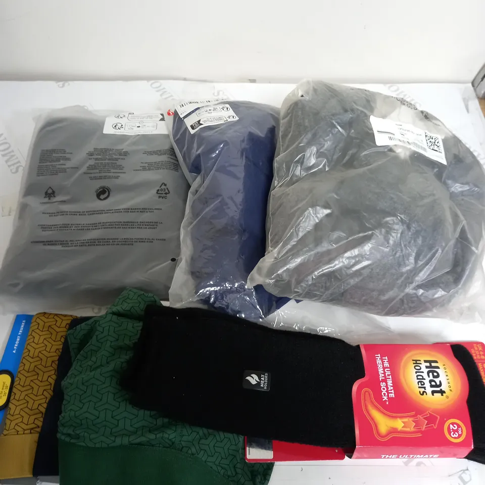 LARGE BOX OF ASSORTED CLOTHING ITEMS IN VARIOUS COLOURS AND SIZES INCLUDING TROUSERS , TOPS AND JUMPERS 